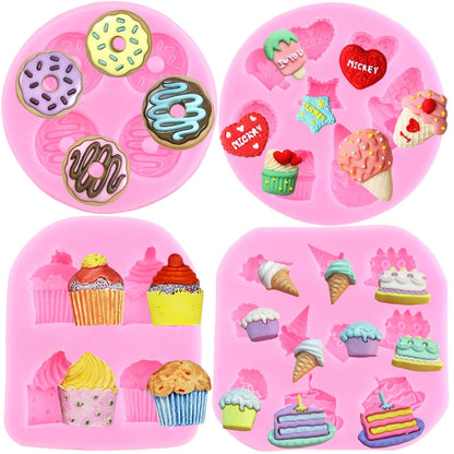 Mujiang Ice Cream Cones Silicone Mold Donut Fondant Molds Set Of 4 Style B