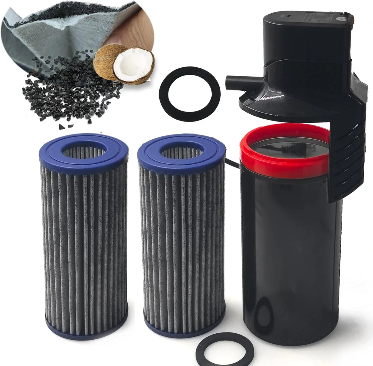 2PCS Upgraded Activated Carbon Micron Cartridge Replacement for Black