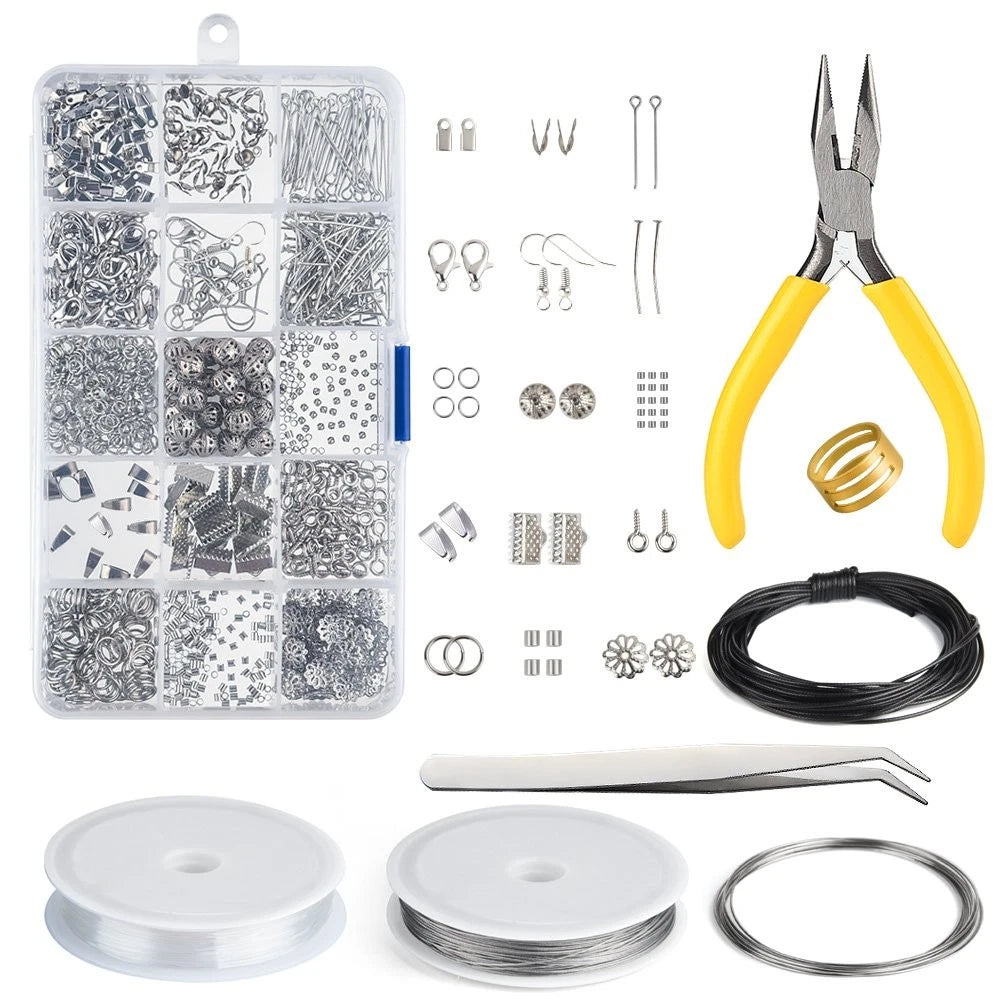 Kuuqa Jewelry Making Kit Findings Small, silver, gold, black, clear