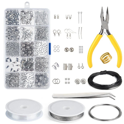 Kuuqa Jewelry Making Kit Findings Small, silver, gold, black, clear