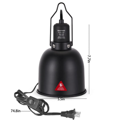 DXOPHIEX 5.5inch Deep Dome Reptile Heat Lamp deep dome, Black