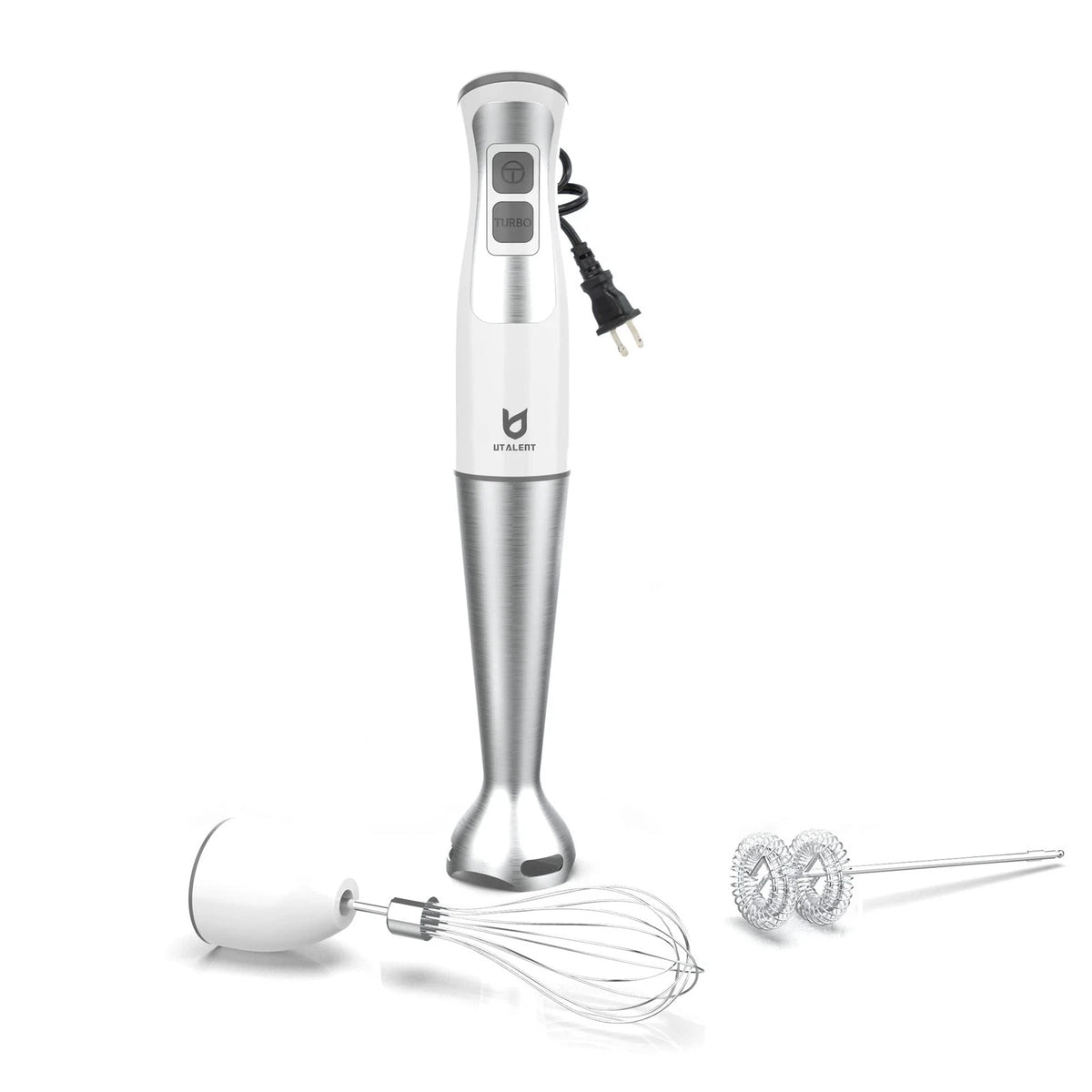 Immersion Hand Blender, UTALENT 3-in-1 8-Speed Stick Blender Compact, White