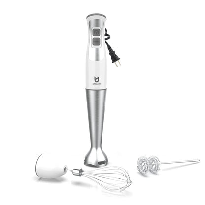 Immersion Hand Blender, UTALENT 3-in-1 8-Speed Stick Blender Compact, White
