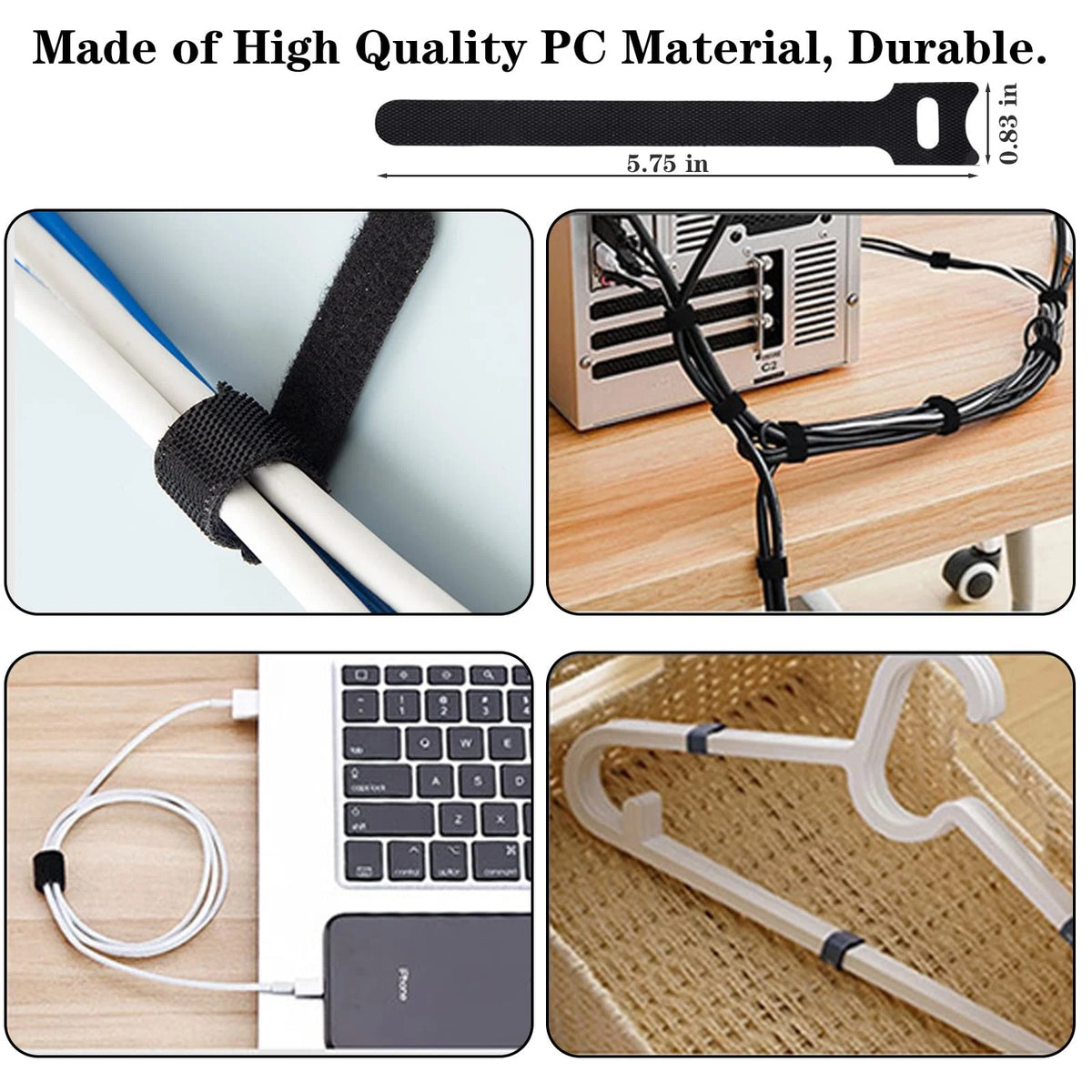 N NOROCME 192 PCS Cable Management Kit 4 Wire Organizer 192 PCS, Black