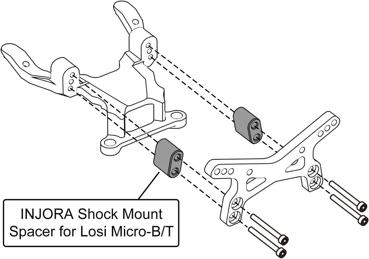 INJORA Carbon Fiber Shock Towers with Mount Spacer for Losi Micro-B...