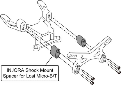 INJORA Carbon Fiber Shock Towers with Mount Spacer for Losi Micro-B...