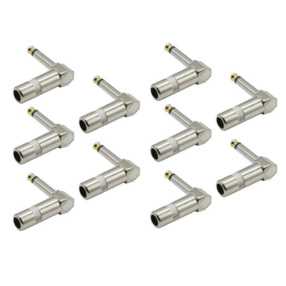 10PCS 1/4 TS Right Angle Mono Phone Plug For Universal 6.35mm Compatibility