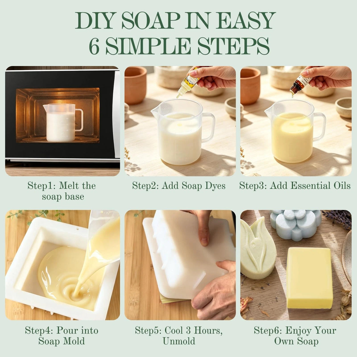 ZEROMX Soap Making Kit for Adults & Beginners Complete Green-37pcs