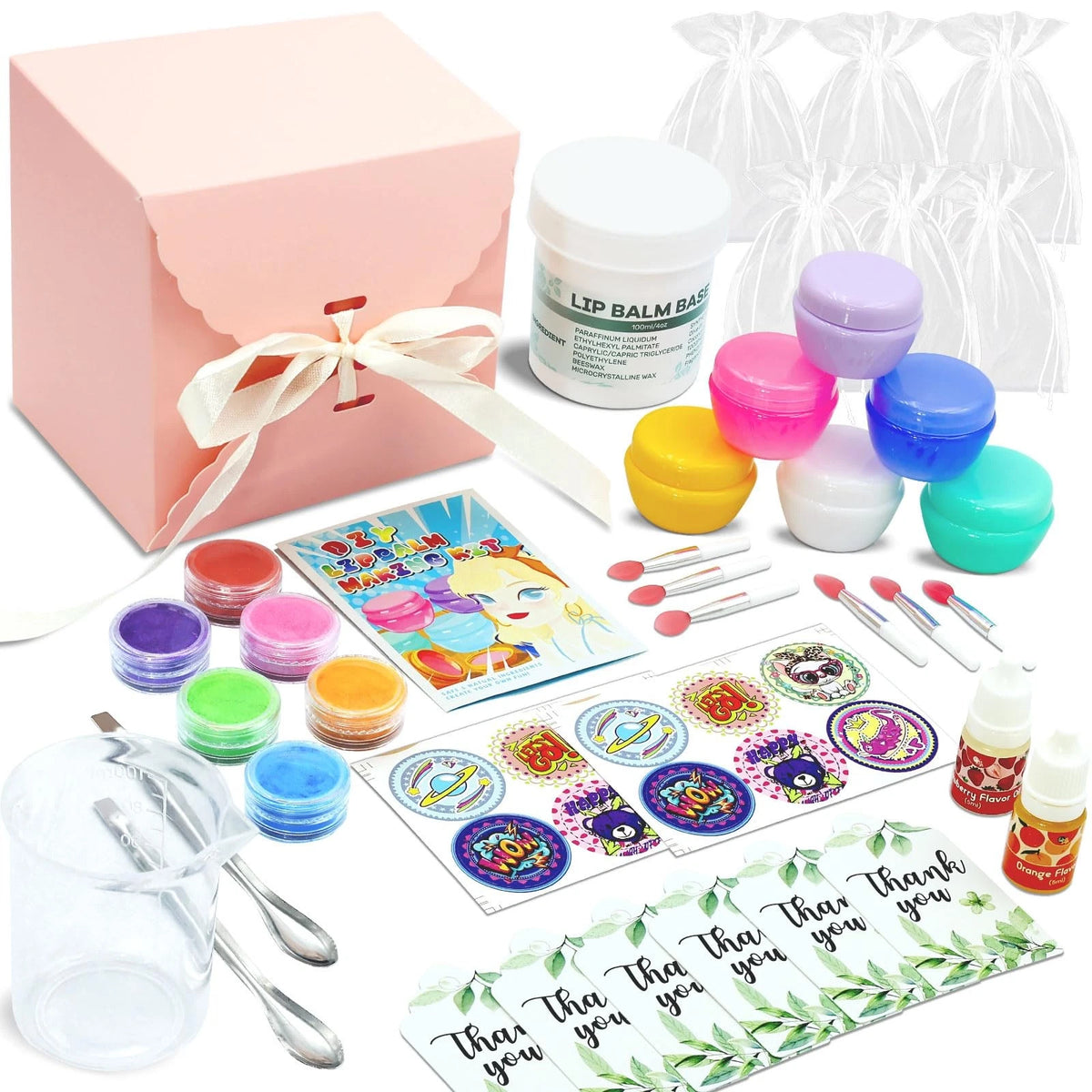 WhizToys 39Pcs Lip Balm Making Kit for Girls 48 Count (Pack of 1), Pink-Small