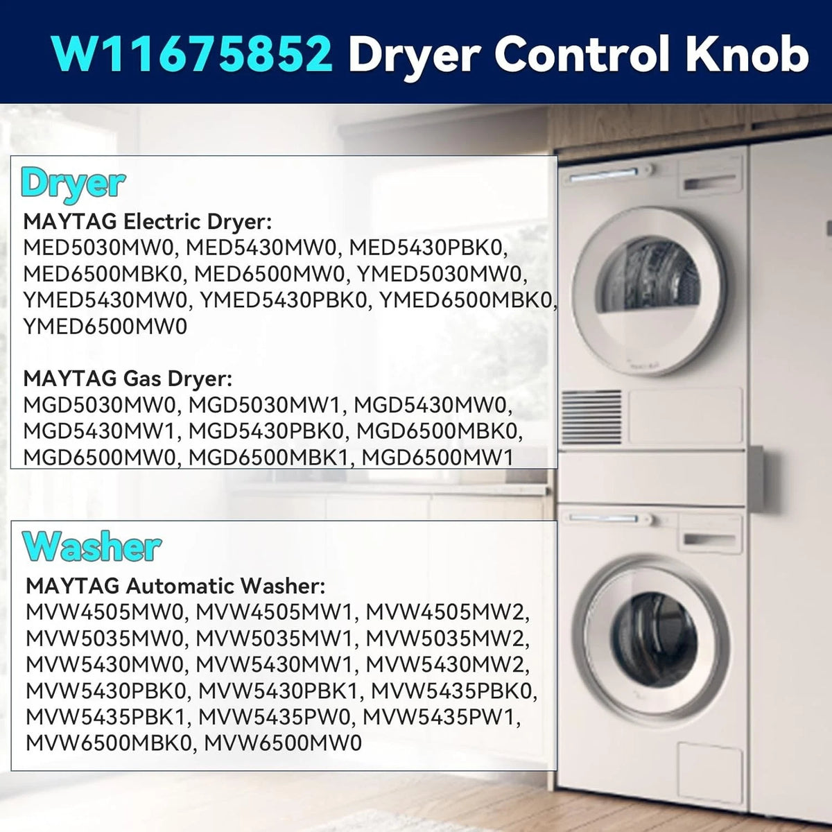 W11675852 Dryer Knob Replacement for Maytag, Large Control Knob...
