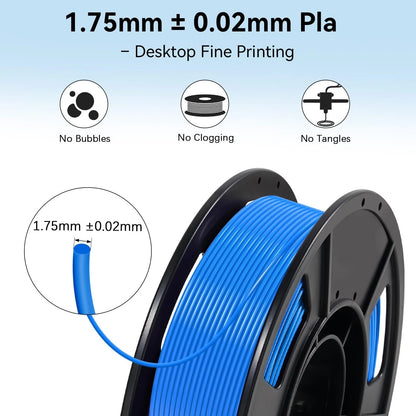 Dynta 3D Printer 1.75 millimeters, 250gx6-black+white+red+green+blue+purple