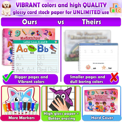 Curious 2 Learn Hardcover Preschool Activity Workbook for Kids Medium, Pink