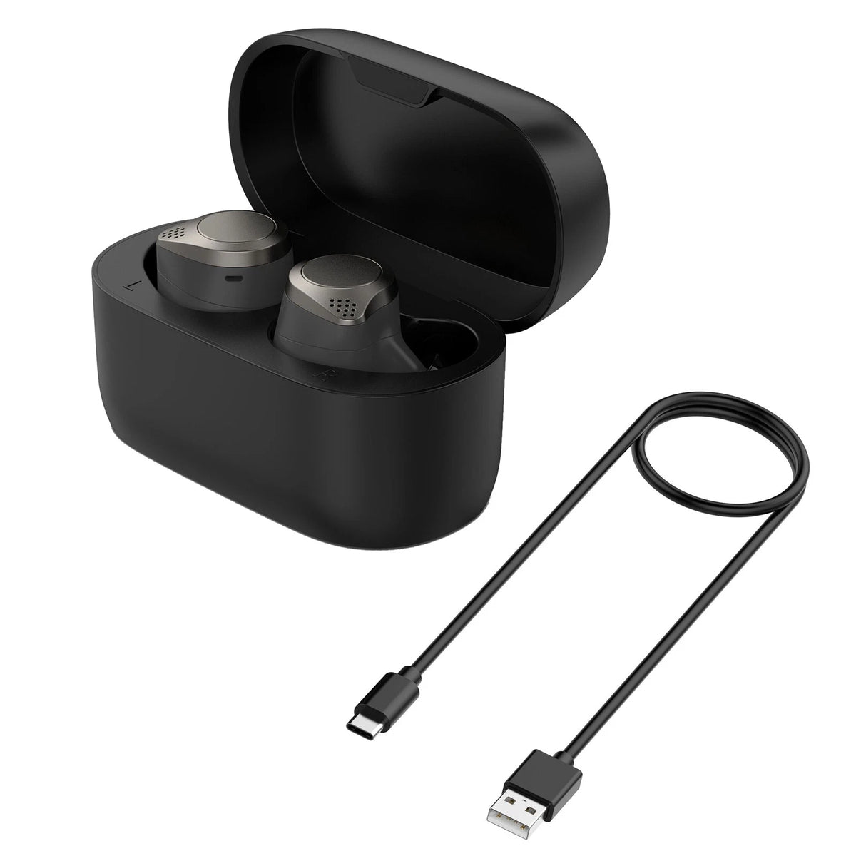 Black Charging Storage Box Charging Case + Cable For Jabra Elite 75T Headset