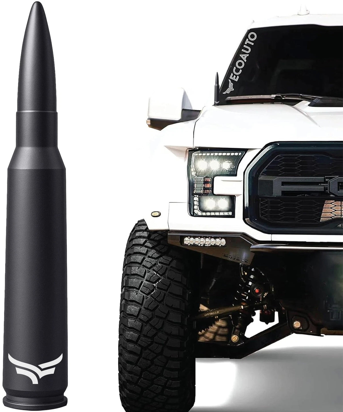 EcoAuto 50 Cal Bullet Antenna for Ford F150 F250 F350 & 50 CAL BULLET, Black
