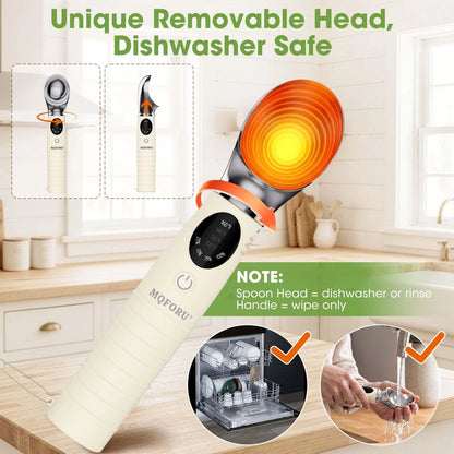 Heated Ice Cream Scoop with Removable Head – Dishwasher Safe 2oz, Beige
