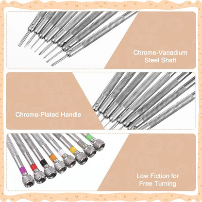 Watch Screwdriver Set, 0.6-2.0 mm Precision Jewelers Set Silver