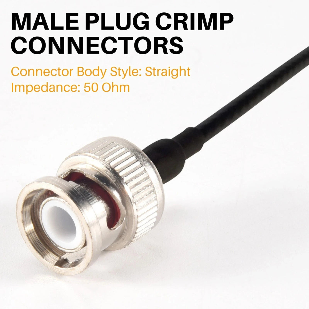 Nickel Plated BNC Male Crimp 10 Units 50 Ohm RG58 Test Leads Cables w/ Lug