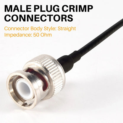 Nickel Plated BNC Male Crimp 10 Units 50 Ohm RG58 Test Leads Cables w/ Lug