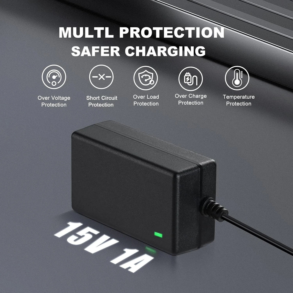15V 1A Charger for Car Jump Starter Power Supply 1A~1.5A Peak 450A...