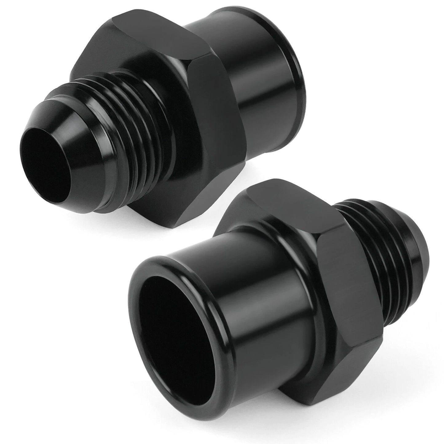 2-Pack SBC 10AN Valve Cover Adapter Aluminum Fittings for Push-In Grommet Black