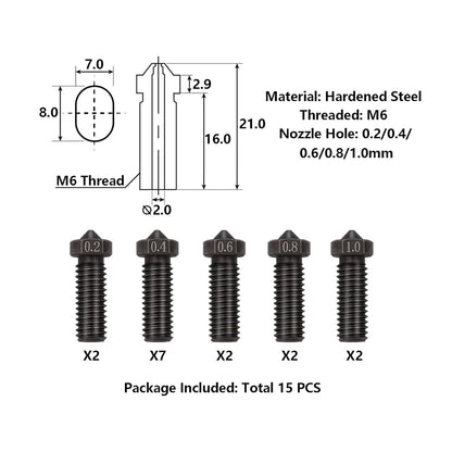 15PCS Hardened Nozzles Kit for Anycubic Vyper, 3D Printer 7PCS 0.4mm Nozzles...
