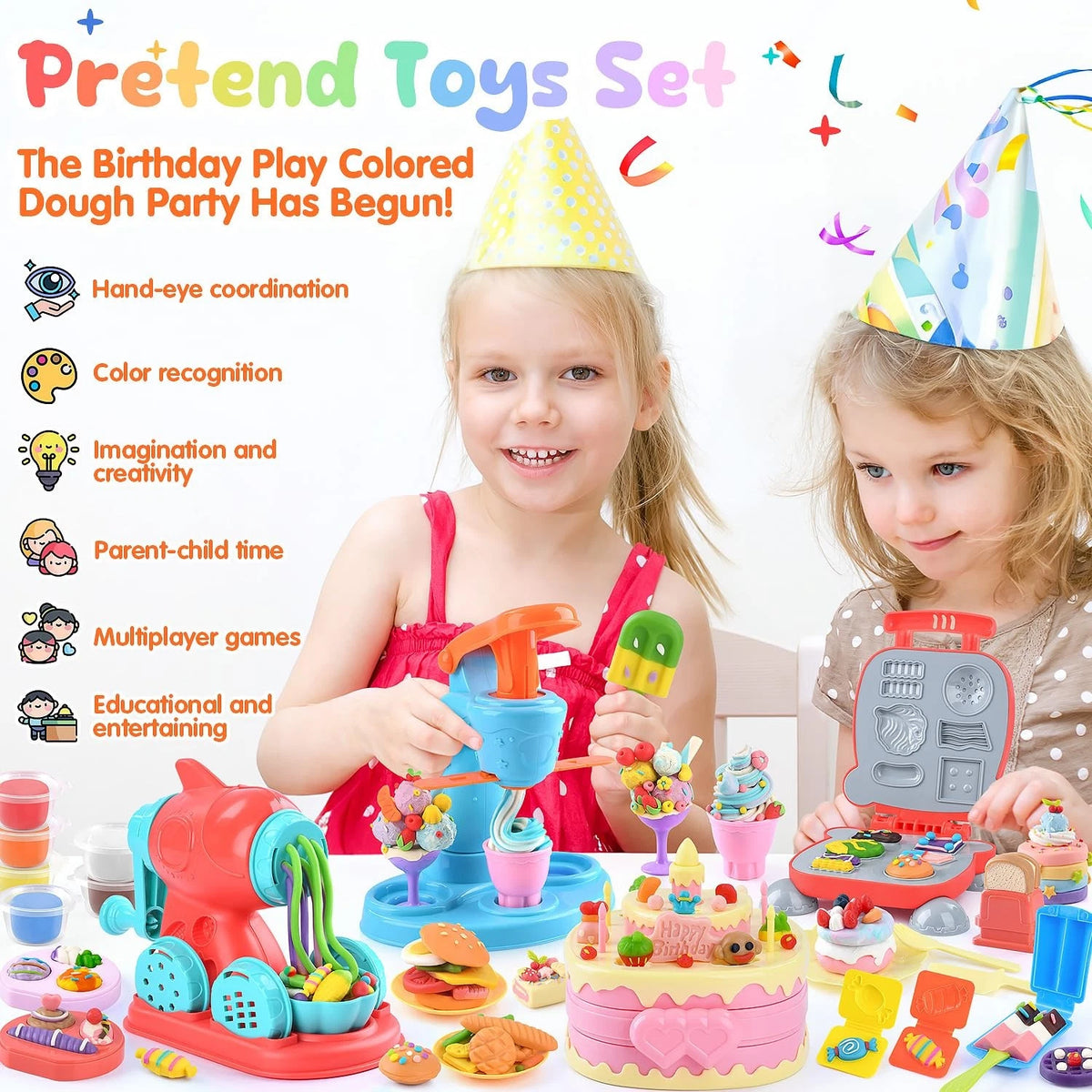 4 in 1 Color Dough Set for Kids with 24 Dough, Kitchen child-size, Blue