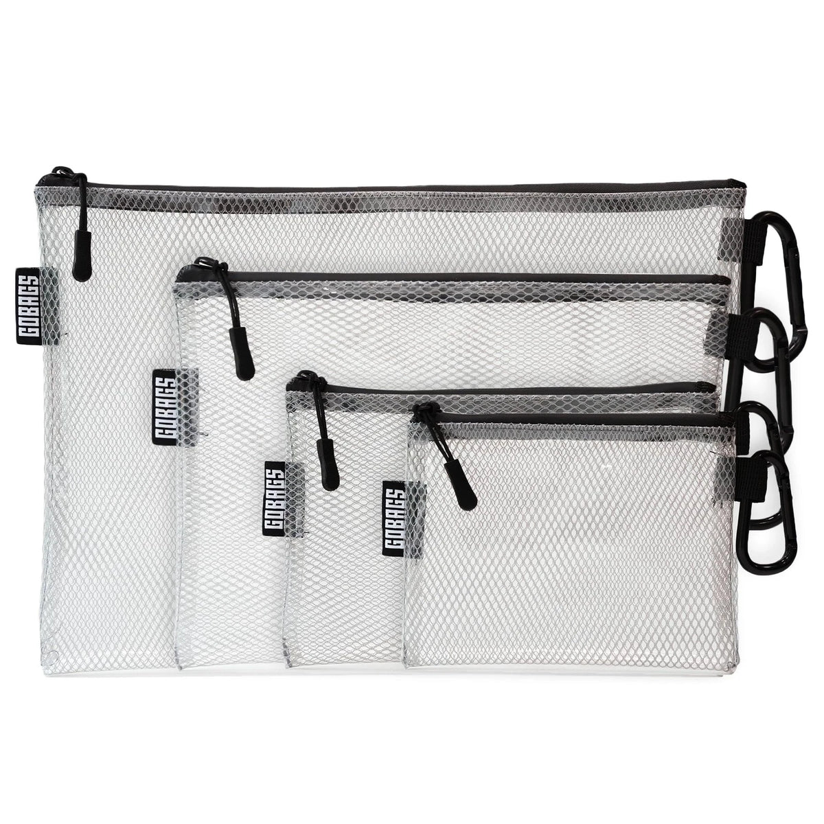 GOBAGS Air Production Multi‑Size Clear Zipper Pouch Multi-Size, Black