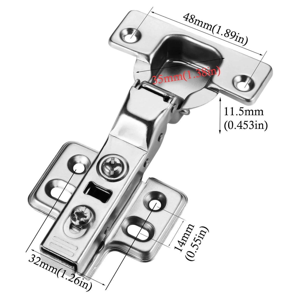 Luokim 2pcs Half Overlay Cabinet Hinge Frameless 1 Pair,