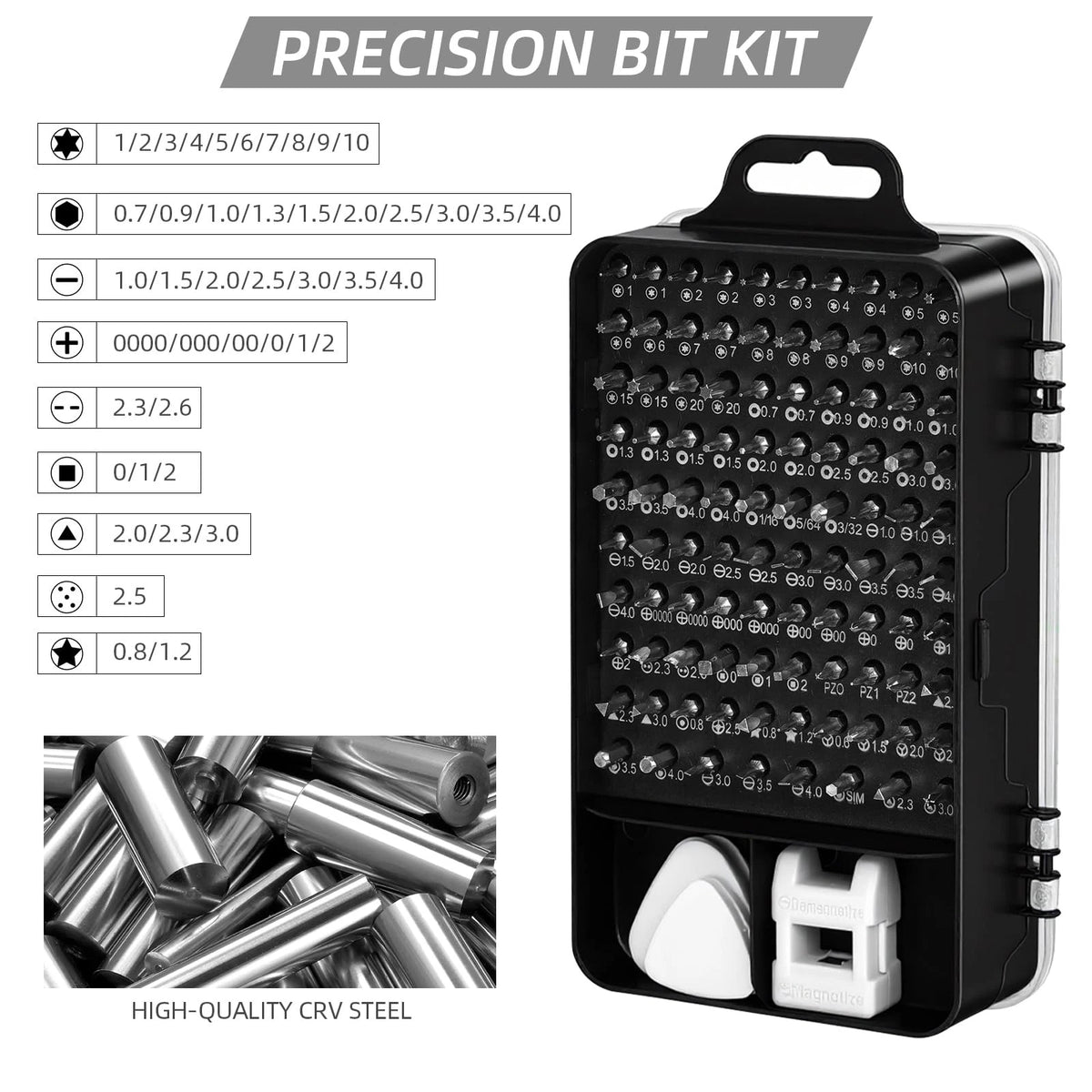 115-in-1 Precision Screwdriver Set, Micro Magnetic Repair Tool Kits,Mini Grey