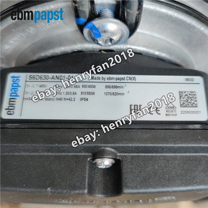 Ebmpapst Fan S6D630-AN01-01 Axial Fan 400/480VAC 810W φ630MM Air Conditioner Fan