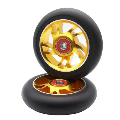 2pcs Replacement 100mm Pro Scooter Wheels with Abec 9 Bearings 100mm, Gold
