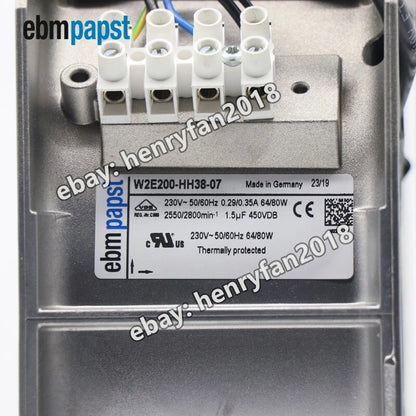 Ebmpapst W2E200-HH38-07 Axial Fan 230VAC 64/80W 0.29/0.35A 225*80mm Cabinet Fan