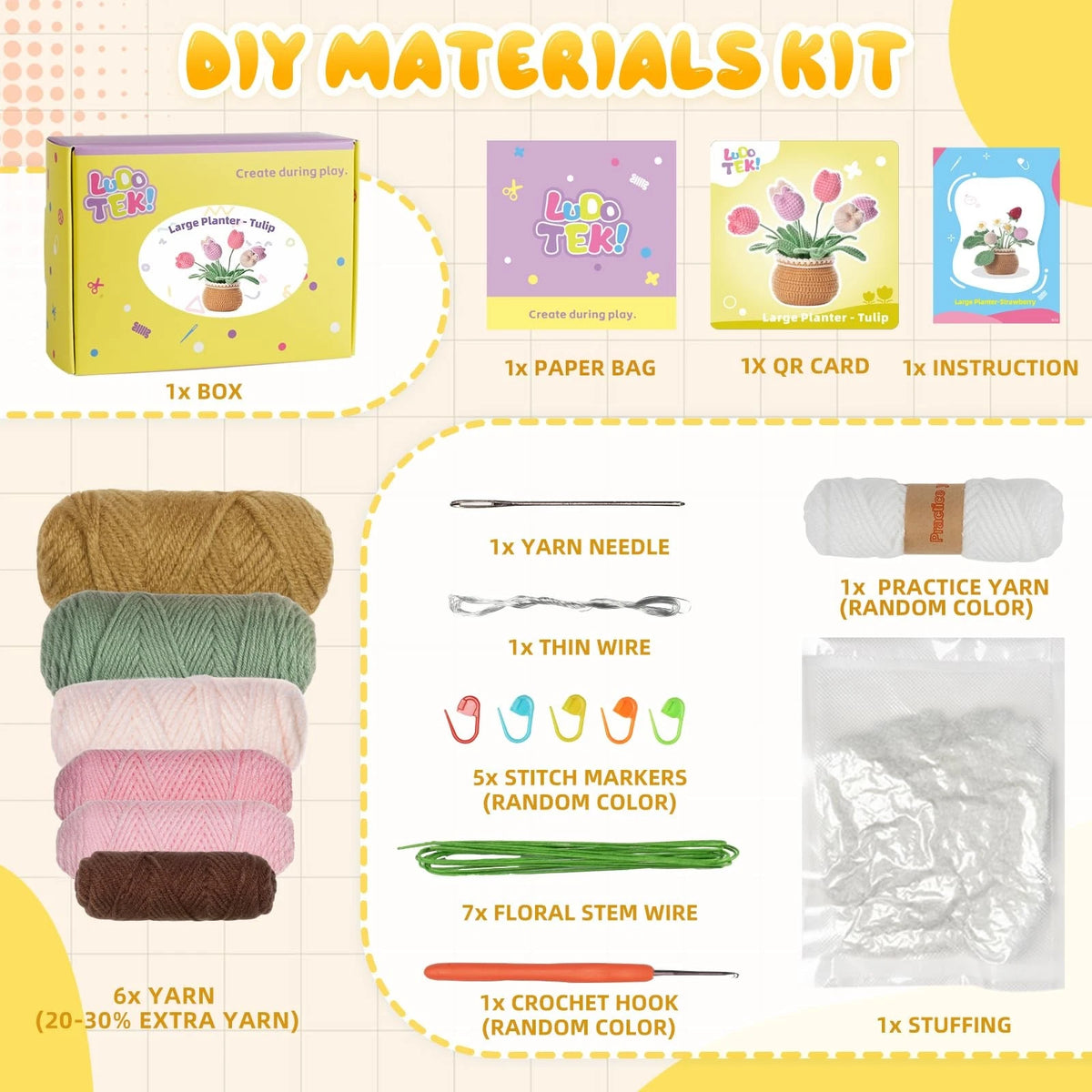 Crochet Kit for Beginners, Tulip Knitting Kit, Set with Video