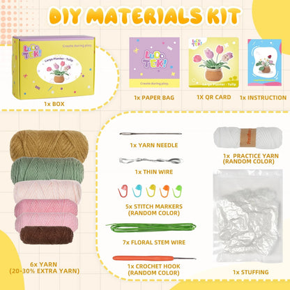 Crochet Kit for Beginners, Tulip Knitting Kit, Set with Video