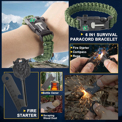 Survival Kit and Emergency Gear - 66 in 1 Outdoor Equipment with First black