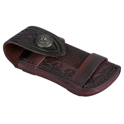 Leather 4'' Folding Knife Holder Sheath Leather Storage Pouch Belt Bag c