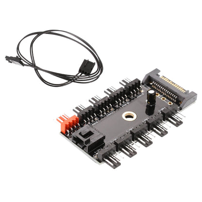 Motherboard 4Pin PWM Cooler Fan HUB Splitter 1 To 10 Extension SATA Power Supply