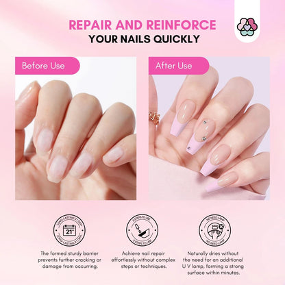 SAVILAND 60g Nail Repair Kit for Split Damaged Nails: 3 Mins 8PCS, Clear+Pink