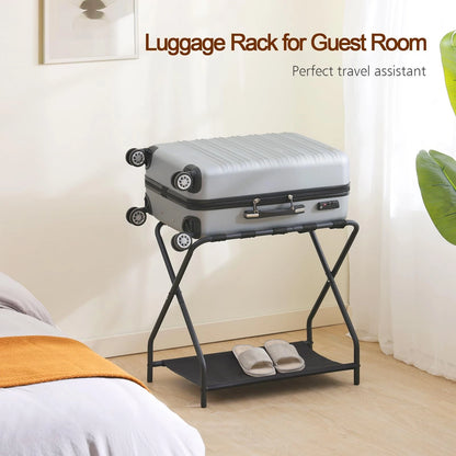 AMHANCIBLE Luggage Rack, Set of 2, Foldable Suitcase Stands Black