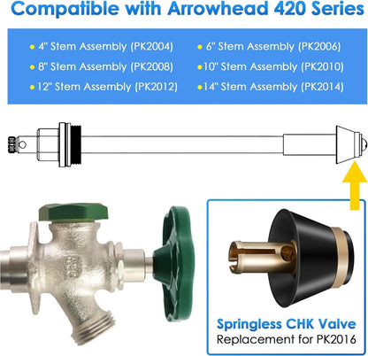 2 Pack Springless CHK Valve Replacement for PK2016 420 Series, black and gold