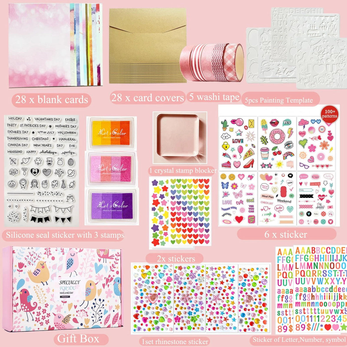 Card Making Supplies For Adults and Kids,Card 5x7 inches, MULTICOLOR-28PCS