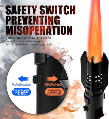 Camping Lighter, Torch Straight Flame Bright Fire Refillable Black