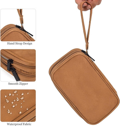 Electronic Organizer Travel Cable Accessories Case, L, Double Layer - Brown
