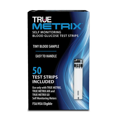 True Metrix Blood Glucose Test Strips, 50 Count 50 (pack of 1), Black