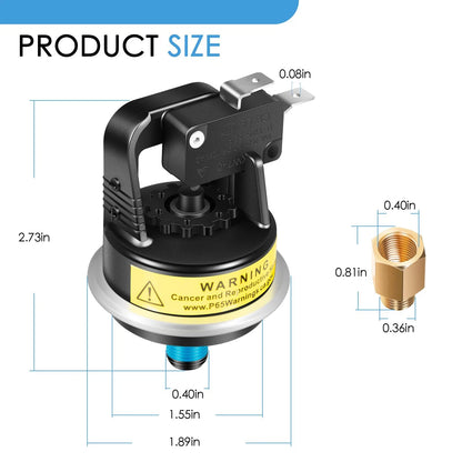 R0013200 2PSI Air Pressure Switch for Jandy/Zodiac/Teledyne Laars LXi black