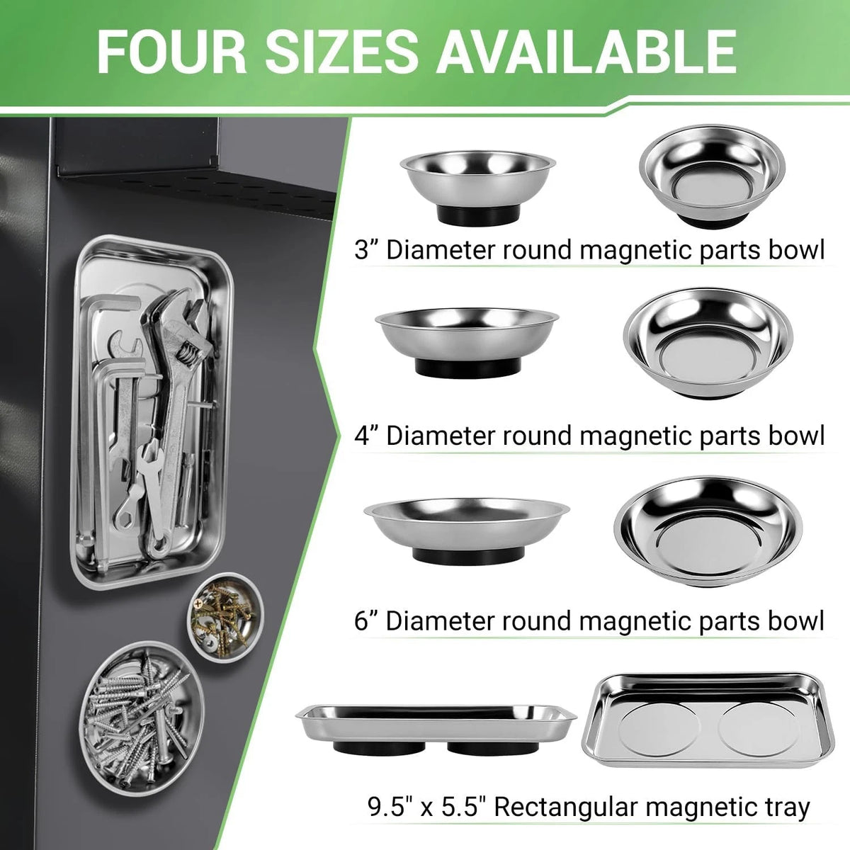 Magnetic Tray 4-Piece, Large Parts and Round Parts...