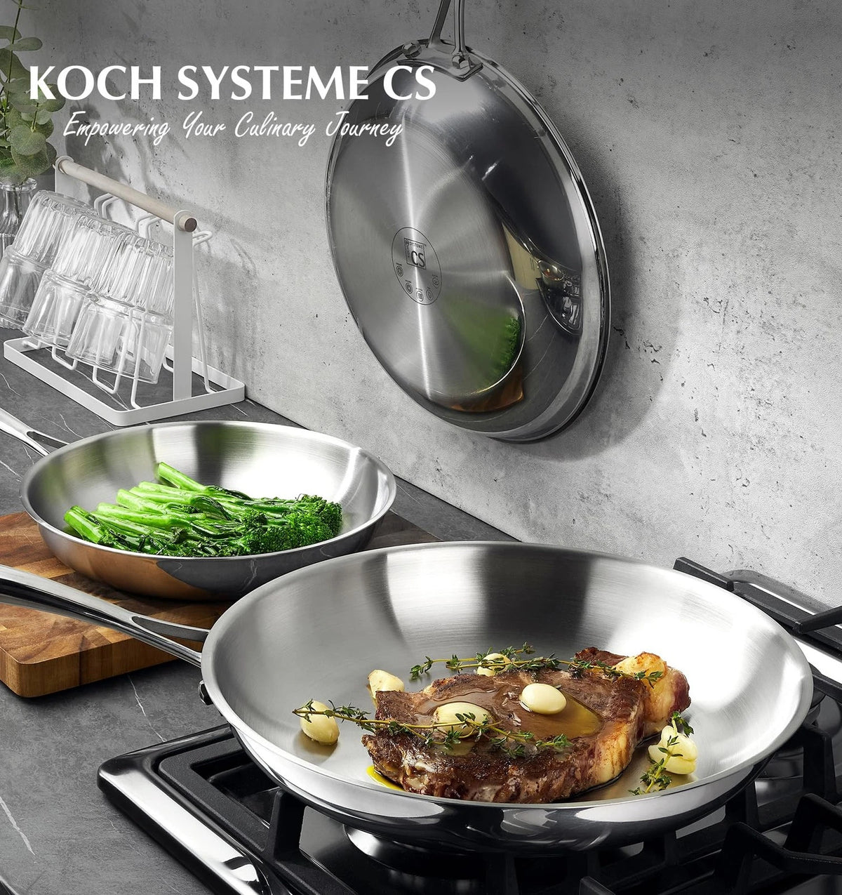 KOCH SYSTEME CS Stainless Steel Pan 8 Inch, Tri-Ply 8 Silver