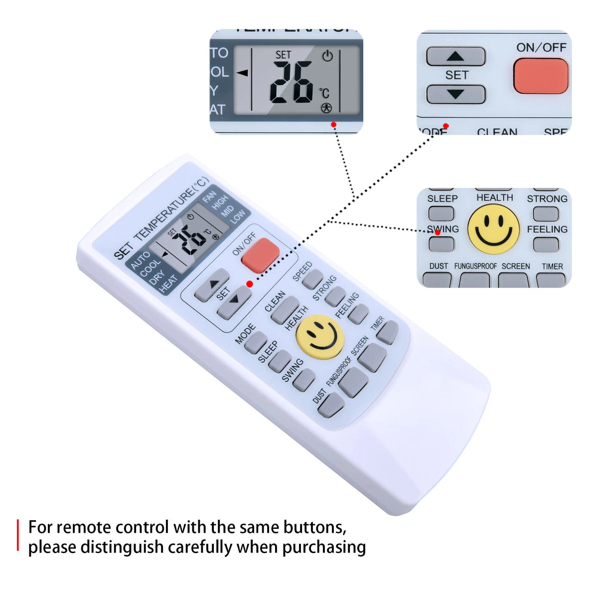 YKR-H/009E AC A/C Remote Control For AUX Air Conditioner YK-H/009E