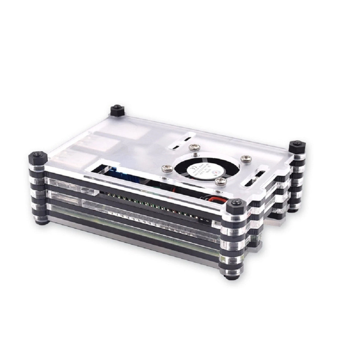 Acrylic Transparent Heatsink Case With Cooling Fan For Raspberry Pi RPI 3B+/3B