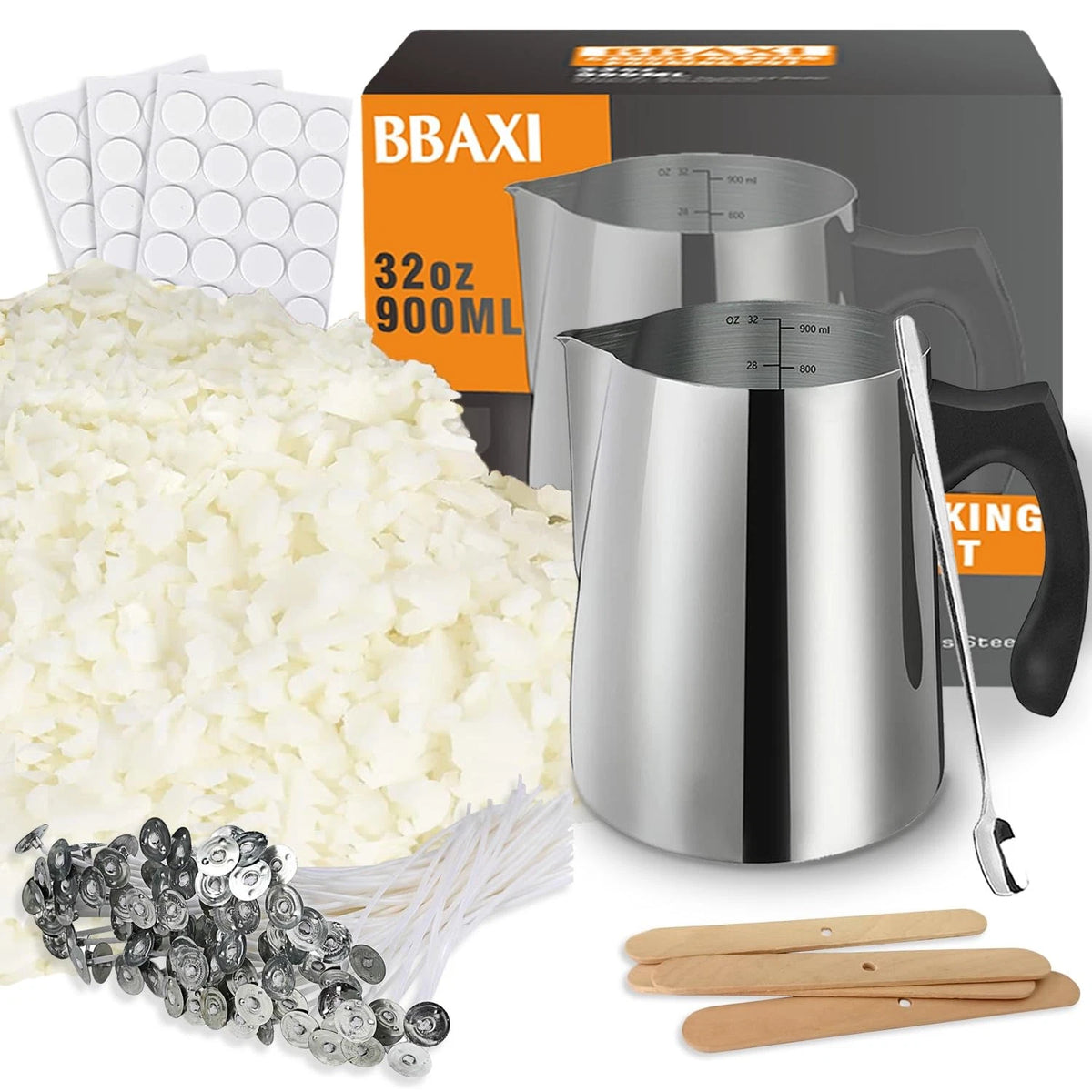 BBAXI Candle Making Kit - 32oz Pouring Pot, 16oz Soy making kit,